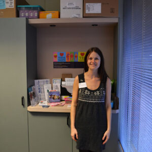 Kendra, our file manager in the new product sales room